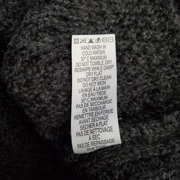 Aran Mor 100% Merino Wool Full Zip Cable Knit Sweater Gray Ireland Size Medium - Picture 10 of 11